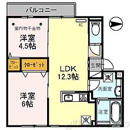FLAIR桑田 2LDKの間取図画像