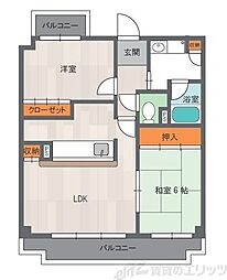 シャトー三木第3 2LDKの間取図画像