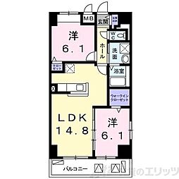 アルンドーインディカ茨木 2LDKの間取図画像