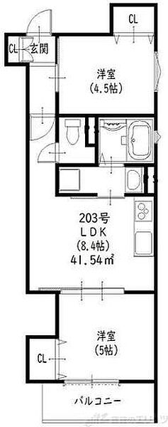 クリエオーレ一津屋II 203｜大阪府摂津市一津屋２丁目(賃貸アパート2LDK・2階・41.54㎡)の写真 その2