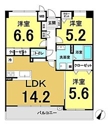 サントピア伊丹グランディール 3LDKの間取り
