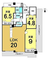 ライオンズマンション雲雀ケ丘花屋敷第2 3LDKの間取図画像