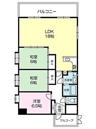 朝日プラザ船場 3LDKの間取図画像