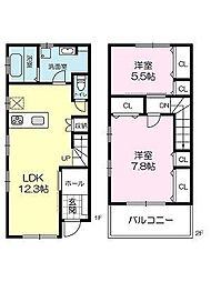 ノーブルハイツ2 2LDKの間取図画像