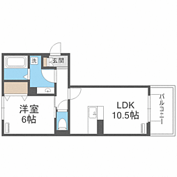 Ｄ−ＲＯＯＭ野間大池 3階1LDKの間取り