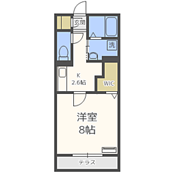 ローラス学研都市　Ｂ棟 1階1Kの間取り