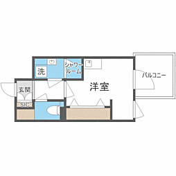 ＭｏｄｅｒｎＰａｌａｚｚｏ天神南ＩＩ 3階ワンルームの間取り