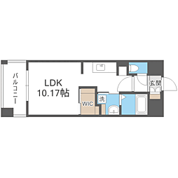 ＬＩＢＴＨ博多駅南ＶＩ 11階ワンルームの間取り