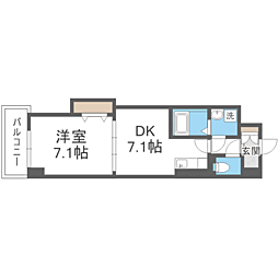 ペリカンハウス福重 3階1DKの間取り