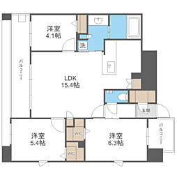 エンクレスト博多EXCEED 3LDKの間取図画像