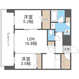 エンクレスト博多PARKSIDE 2LDKの間取図画像
