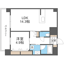 エンクレスト博多PARKSIDE 1LDKの間取図画像