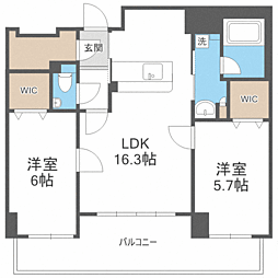 エイチス高宮 2LDKの間取図画像