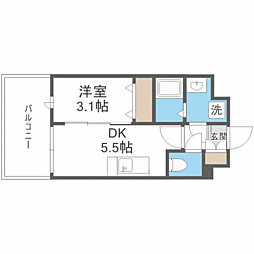 LiveCasa県庁前 1DKの間取図画像