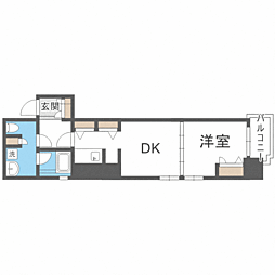 プレスタイル博多SOUTH 1LDKの間取図画像