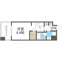 パークアクシス福岡県庁前 ワンルームの間取図画像
