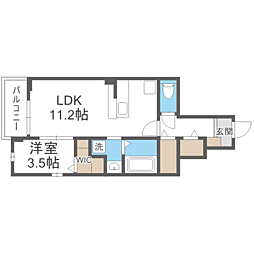 シャロームセブン平尾 1LDKの間取図画像