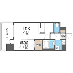 エンクレスト薬院大通 1LDKの間取図画像