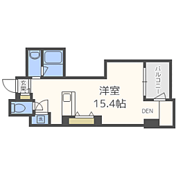 レジディア西新 ワンルームの間取図画像