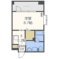 レジディア警固 1Kの間取図画像