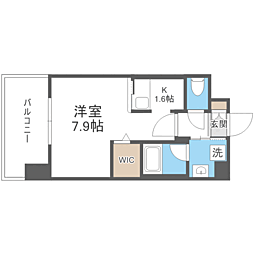 エンクレスト博多プレミア 1Kの間取図画像