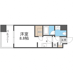 パークアクシス福岡県庁前 ワンルームの間取図画像