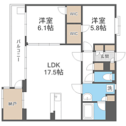 BRAST城西 2LDKの間取図画像