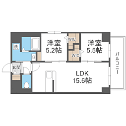 博多グランドレジデンス 2LDKの間取図画像