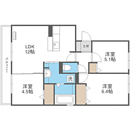 Ott's南片江A 3LDKの間取図画像