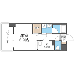エンクレスト舞鶴2 1Kの間取図画像