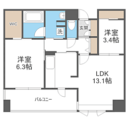 エンクレスト博多プレミア 2LDKの間取図画像