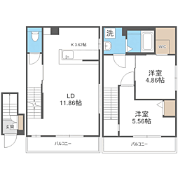 RESIDENCE城西 2LDKの間取図画像