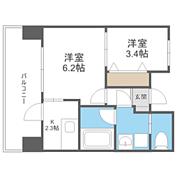 レガーロ空港通り 2Kの間取図画像