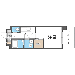エンクレスト博多駅東 1Kの間取図画像