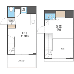 レジディア西新 1LDKの間取図画像