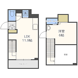 レジディア西新 1LDKの間取図画像