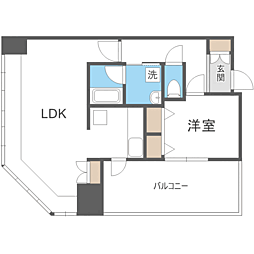 KDXレジデンス大濠ハーバービュータワー 1LDKの間取図画像