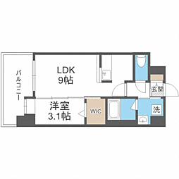 エンクレスト薬院大通 1LDKの間取図画像