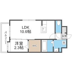 ルホソ山王 1LDKの間取図画像
