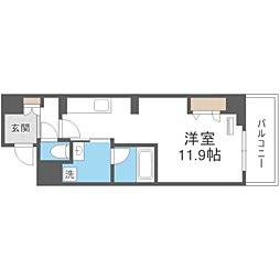 Kyokuyouモダンベース天神 ワンルームの間取図画像