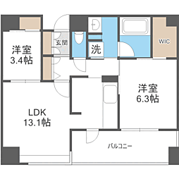 エンクレスト博多プレミア 2LDKの間取図画像
