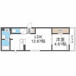 エウロス大楠 1LDKの間取図画像