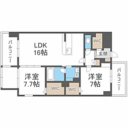 ラ・シルフィード博多駅南 2LDKの間取図画像