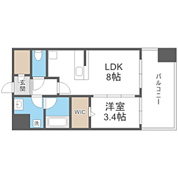 トラストレジデンス博多駅南 1LDKの間取図画像