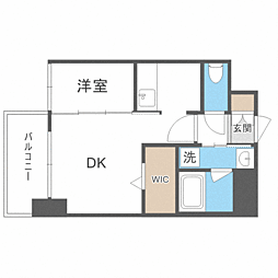 エンクレスト博多THETIME 1DKの間取図画像