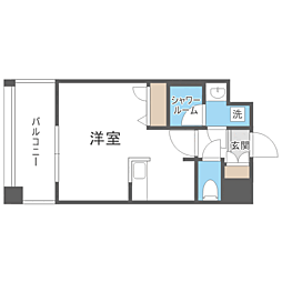 エンクレスト天神PORT ワンルームの間取図画像
