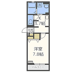 CASA白金 1Kの間取図画像