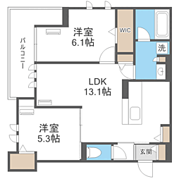 GrandValley博多 2LDKの間取図画像
