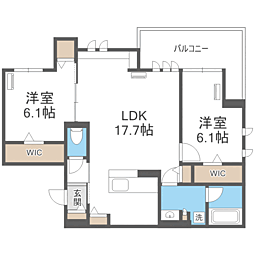 GrandValley博多 2LDKの間取図画像