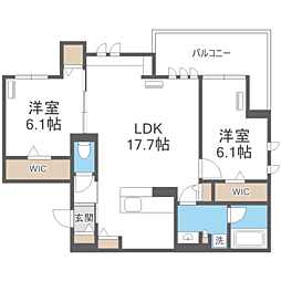 GrandValley博多 2LDKの間取図画像